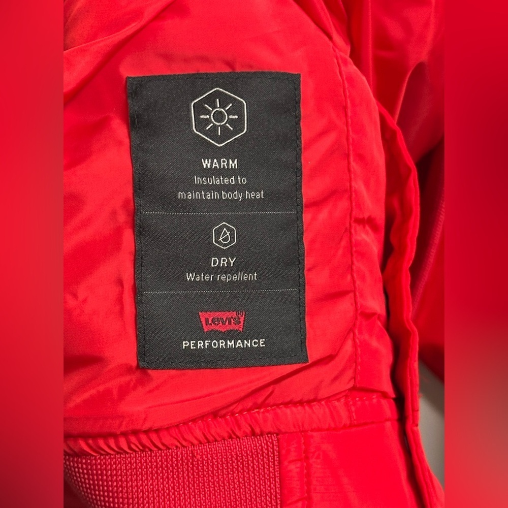 Levi’s Gold Tab Redwood Tech Baseball Jacket Women’s XL Oversized Red Bomber - Picture 9 of 11